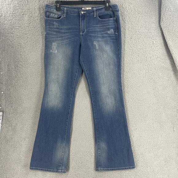 LEI Jeans Juniors 17 Long Felicia Low Rise Bootcut Embroidered Distressed Faded - Picture 7 of 13